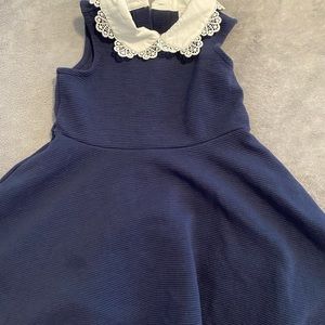 Navy and white collared sleeveless dress 12-18months